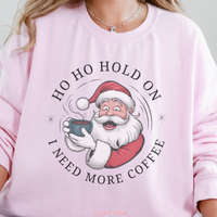 Load image into Gallery viewer, Santa Christmas Sweatshirt, Ugly Christmas Sweater, Santa Coffee Mug Crewneck, Holiday Caffeinated Pullover
