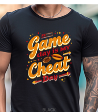 Load image into Gallery viewer, Funny Football Tailgating Shirt, Game Day Is My Cheat Day Tee for Snack-Loving Sports Fans
