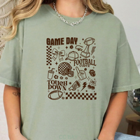 Load image into Gallery viewer, Fun Doodle Football Shirt, Game Day Gift For Friend, Unisex Garment-Dyed T-shirt Sizes S-4XL
