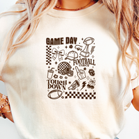 Load image into Gallery viewer, Fun Doodle Football Shirt, Game Day Gift For Friend, Unisex Garment-Dyed T-shirt Sizes S-4XL
