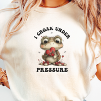 Load image into Gallery viewer, Frog Valentine Shirt, Frog Pun T-shirt, Quirky Love Tshirt, Amphibian Valentine Tee, I Croak Under Pressure
