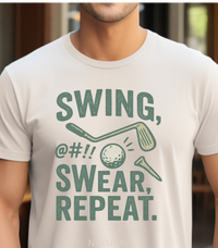 Load image into Gallery viewer, Golf Shirt Men, Gift for Golfer, Golf Shirt Gift For Husband, Golf Gift For Dad, Golf Tshirt for Men, Golf Lover Gift, Swing Swear Repeat Tee
