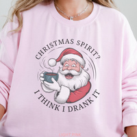 Load image into Gallery viewer, Santa Christmas Sweatshirt, Ugly Christmas Sweater, Santa Coffee Mug Crewneck, Holiday Drinking Spirit Pullover
