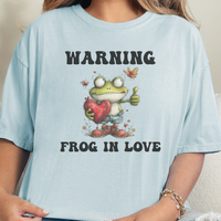 Load image into Gallery viewer, CC Frog Valentine Shirt, Frog Pun T-shirt, Quirky Love Tshirt, Amphibian Valentine Tee, Warning Frog In Love
