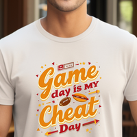 Load image into Gallery viewer, Funny Football Tailgating Shirt, Game Day Is My Cheat Day Tee for Snack-Loving Sports Fans
