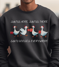 Load image into Gallery viewer, Santa Gooses Everywhere Sweatshirt, Funny Christmas Goose Crewneck, Holiday Geese in Santa Hats Pullover, Goose Xmas Unisex Sweatshirt Gift
