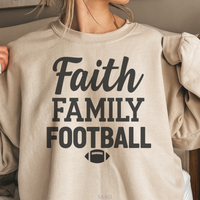 Load image into Gallery viewer, Faith Family Football Shirt, Fall Game Day Shirt, Christian Football Shirt, Sunday Funday Tee, Sports Fan T-Shirt for Him or Her
