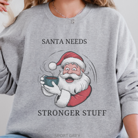 Load image into Gallery viewer, Santa Christmas Sweatshirt, Ugly Christmas Sweater, Santa Coffee Mug Crewneck, Holiday Caffeinated Pullover

