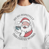 Load image into Gallery viewer, Santa Christmas Sweatshirt, Ugly Christmas Sweater, Santa Coffee Mug Crewneck, Holiday Caffeinated Pullover
