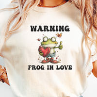 Load image into Gallery viewer, CC Frog Valentine Shirt, Frog Pun T-shirt, Quirky Love Tshirt, Amphibian Valentine Tee, Warning Frog In Love
