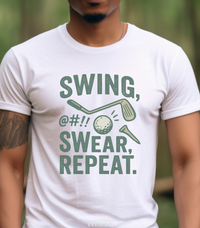 Load image into Gallery viewer, Golf Shirt Men, Gift for Golfer, Golf Shirt Gift For Husband, Golf Gift For Dad, Golf Tshirt for Men, Golf Lover Gift, Swing Swear Repeat Tee
