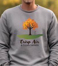 Load image into Gallery viewer, Fall Golf Sweatshirt – Crisp Air &amp; Clean Swings Pullover, Autumn Golf Crewneck for Golfers, Cozy Golf Gift for Fall Weather Rounds
