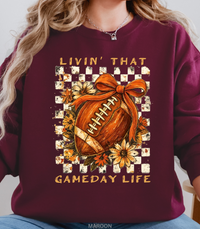 Load image into Gallery viewer, Funny Football Sweatshirt Gift For Fall, Football Gifts For Women,Women Football Shirts, Game Day Football Sweatshirt, Funny Football Shirt, Livin&#39; The Gameday Life													Unisex Heavy Blend™ Crewneck Sweatshirt

