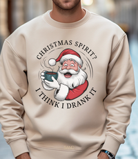 Load image into Gallery viewer, Santa Christmas Sweatshirt, Ugly Christmas Sweater, Santa Coffee Mug Crewneck, Holiday Drinking Spirit Pullover
