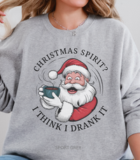 Load image into Gallery viewer, Santa Christmas Sweatshirt, Ugly Christmas Sweater, Santa Coffee Mug Crewneck, Holiday Drinking Spirit Pullover
